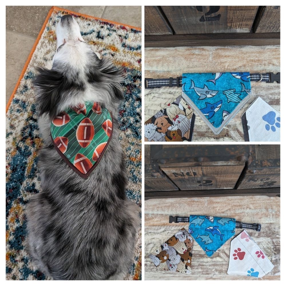 Hand Crafted Over the Collar Dog/Cat Bandanas Set of 3, XS